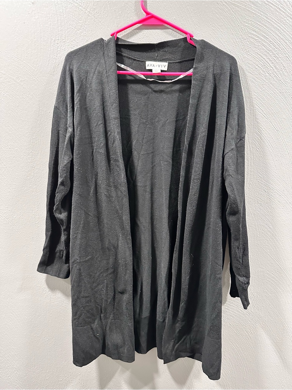 Ava & Viv Black Open-Front Knit Cardigan